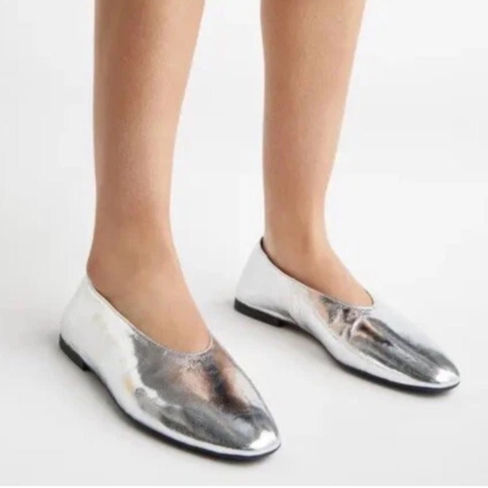 Jeffrey Campbell Romp silver ballet flats size 10